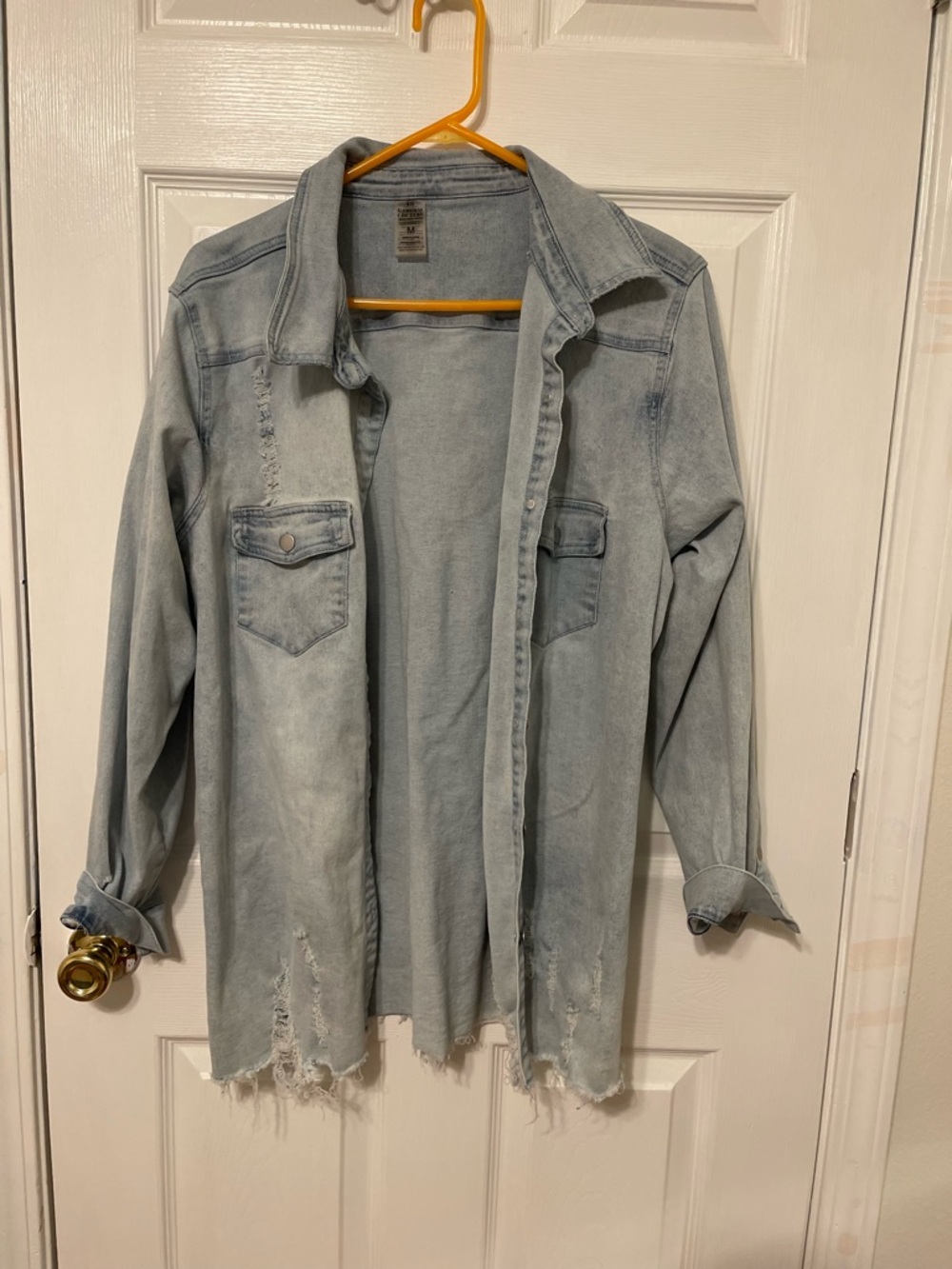 Merrry bright Light Blue Distressed Denim